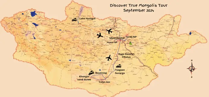 Discover true Mongolia tour map | Discover Mongolia with Selena Travel Mongolia
