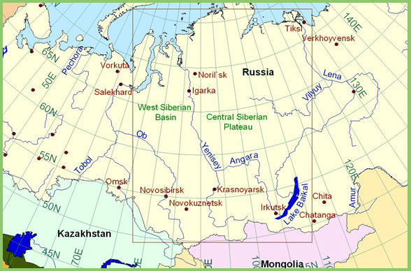 Map of Siberia, Siberian Map, Siberia travel map