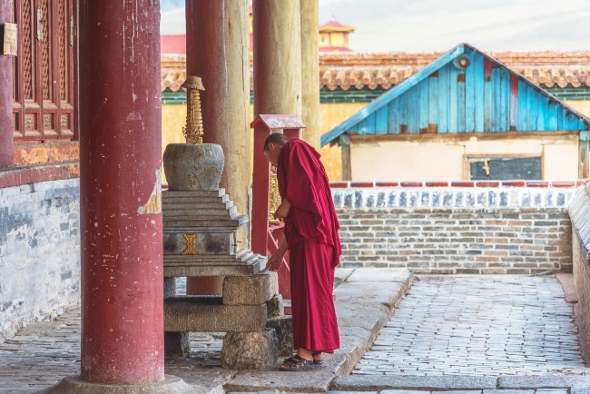Mongolian Buddhist Monk at Erdenezuu Monastery