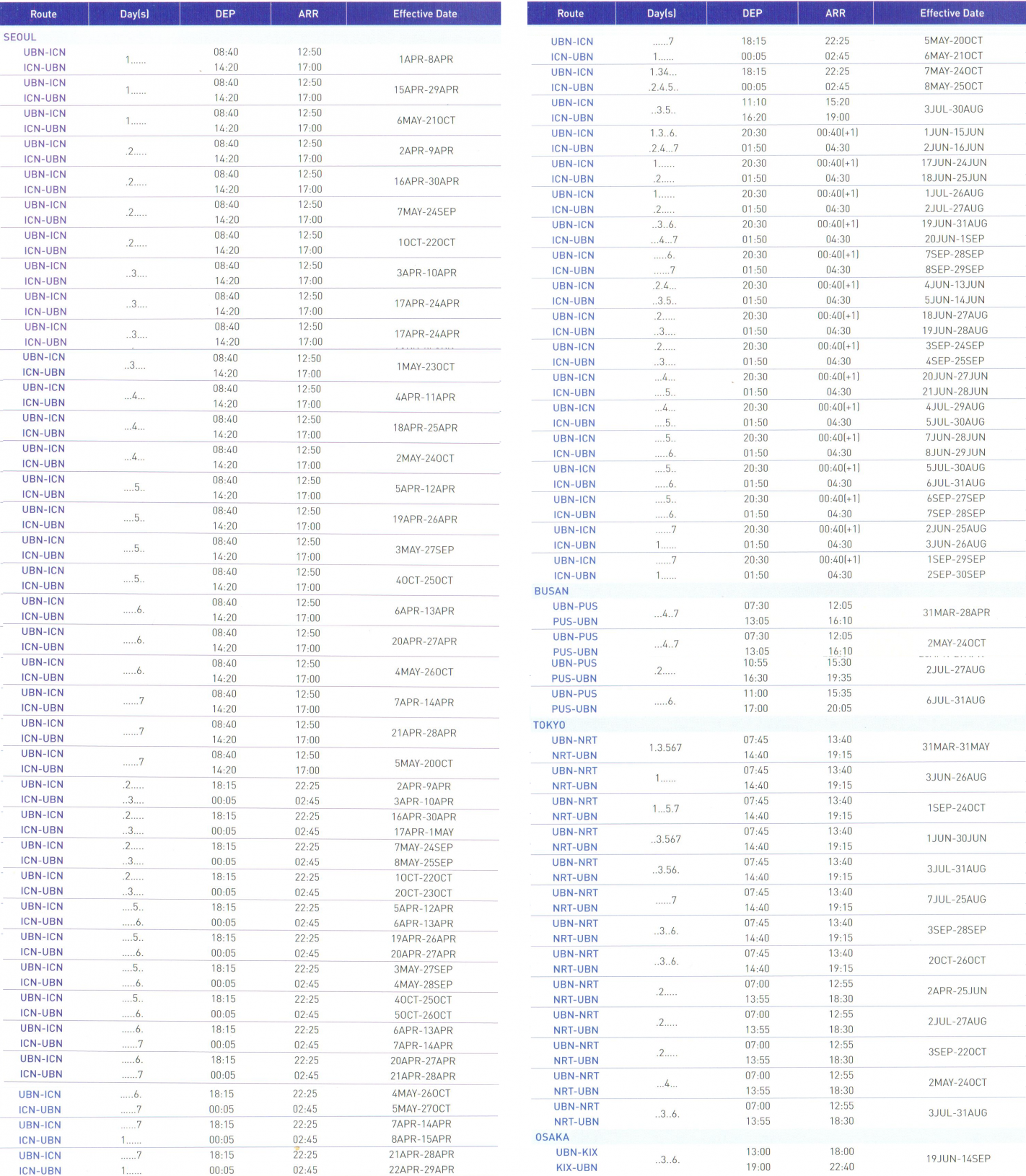 Mongolian Airlines - International Flight Schedule 2024 - Summer  