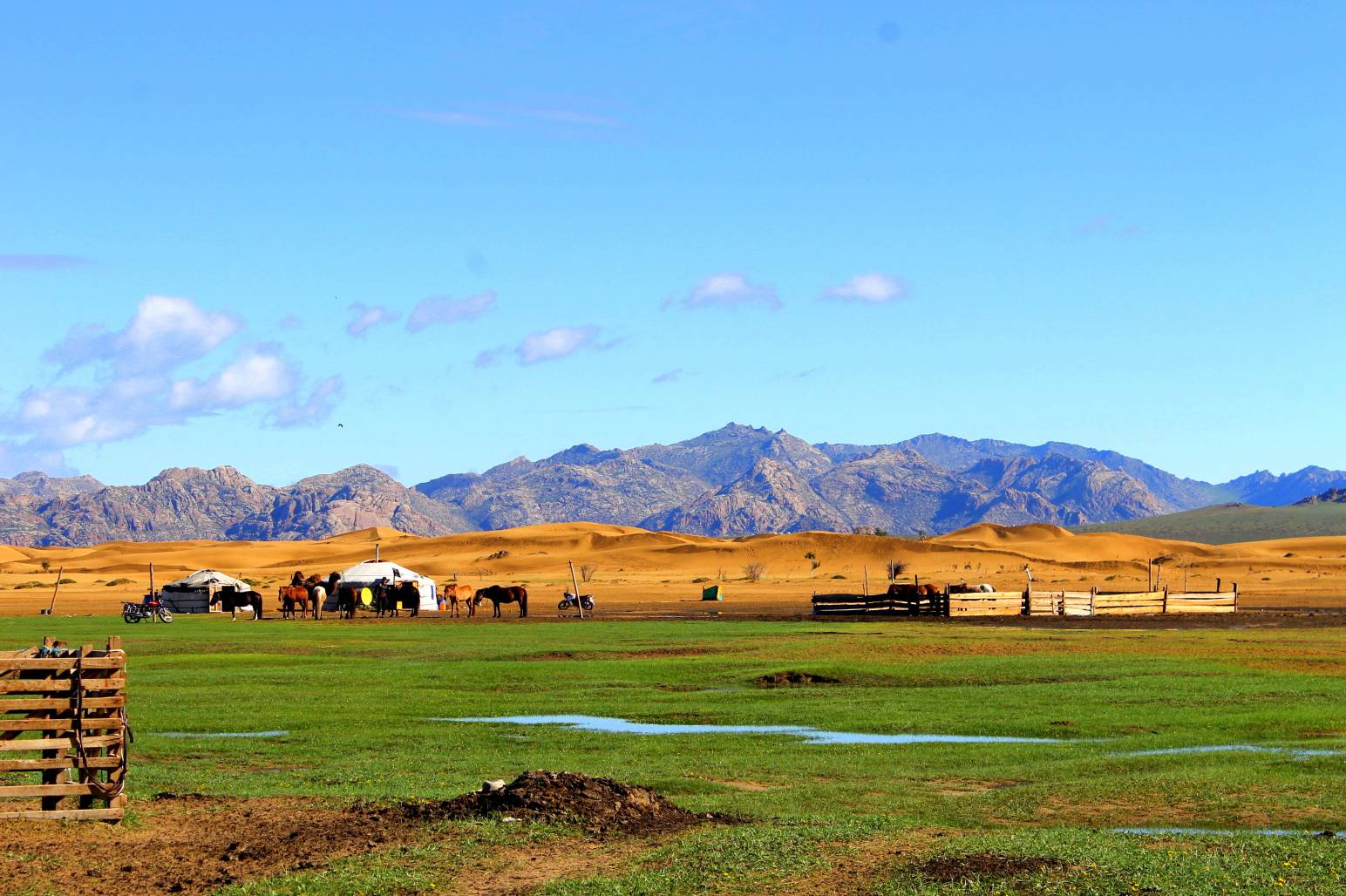 Nomadic familuy in Elsen Tasarkhai sand dunes