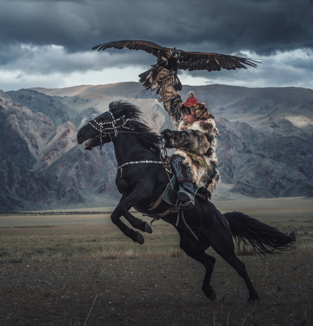 Eagle hunter during Golden Eagle Festival